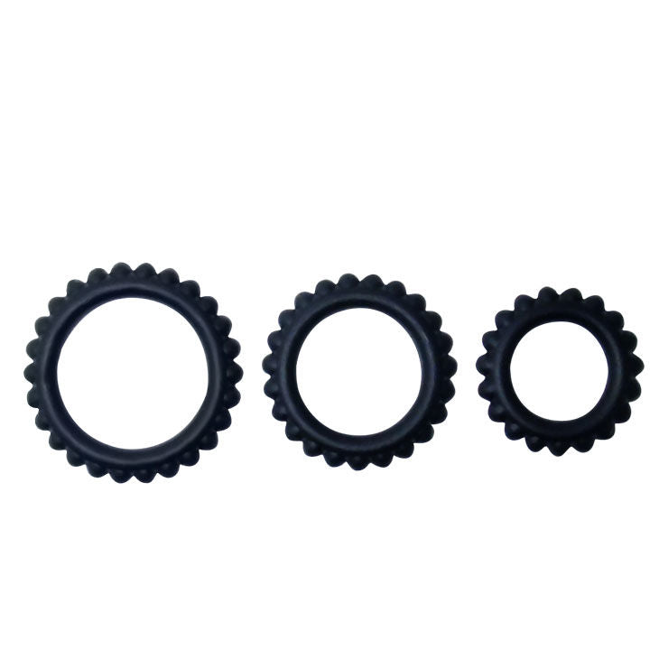 BAILE - TITAN SET 3 PCS COCK RING NOIR 2.8 + 2.4 + 1.9 CM - Sensualia