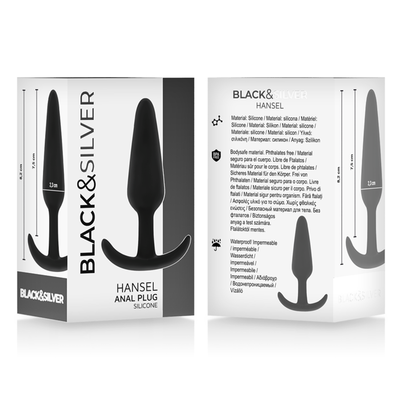 BLACK&SILVER - BOUCHON ANAL EN SILICONE HANSEL AVEC PETITE POIGNÉE - Sensualia