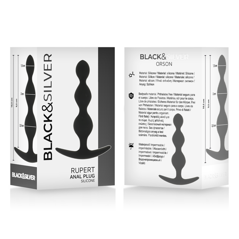 BLACK&SILVER - CHAÎNE À BILLES ANAL RUPERT 10 CM - Sensualia