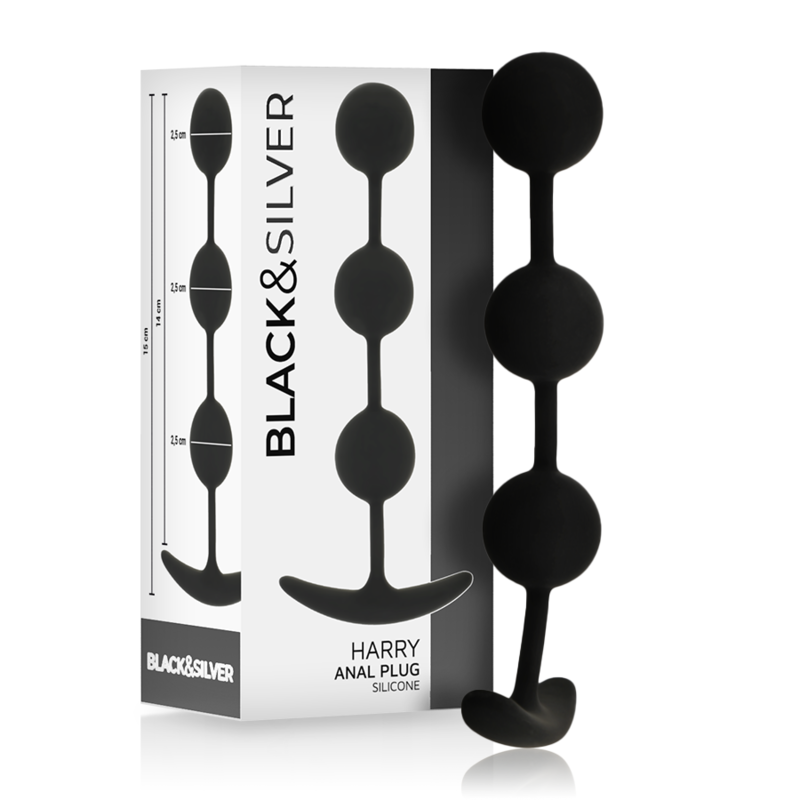 BLACK&SILVER - CHAPELET ANAL HARRY 3 SPHÈRES EN SILICONE 14 CM - Sensualia