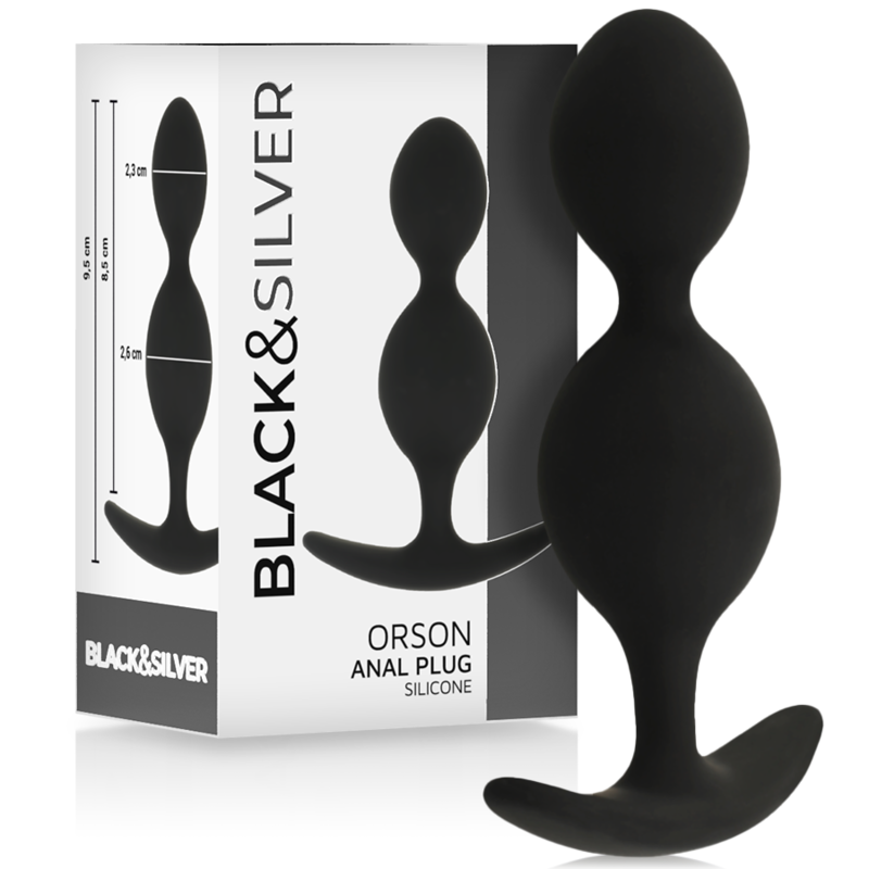 BLACK&SILVER - PLUG ORSON SILICONE 2 ONDES ANAL 9 CM - Sensualia