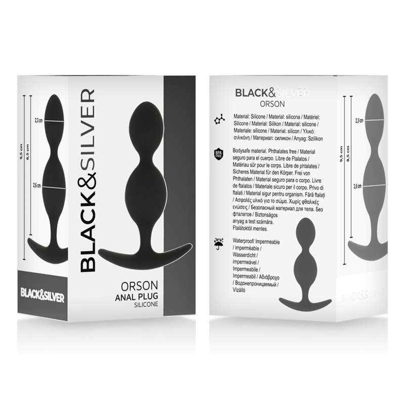 BLACK&SILVER - PLUG ORSON SILICONE 2 ONDES ANAL 9 CM - Sensualia