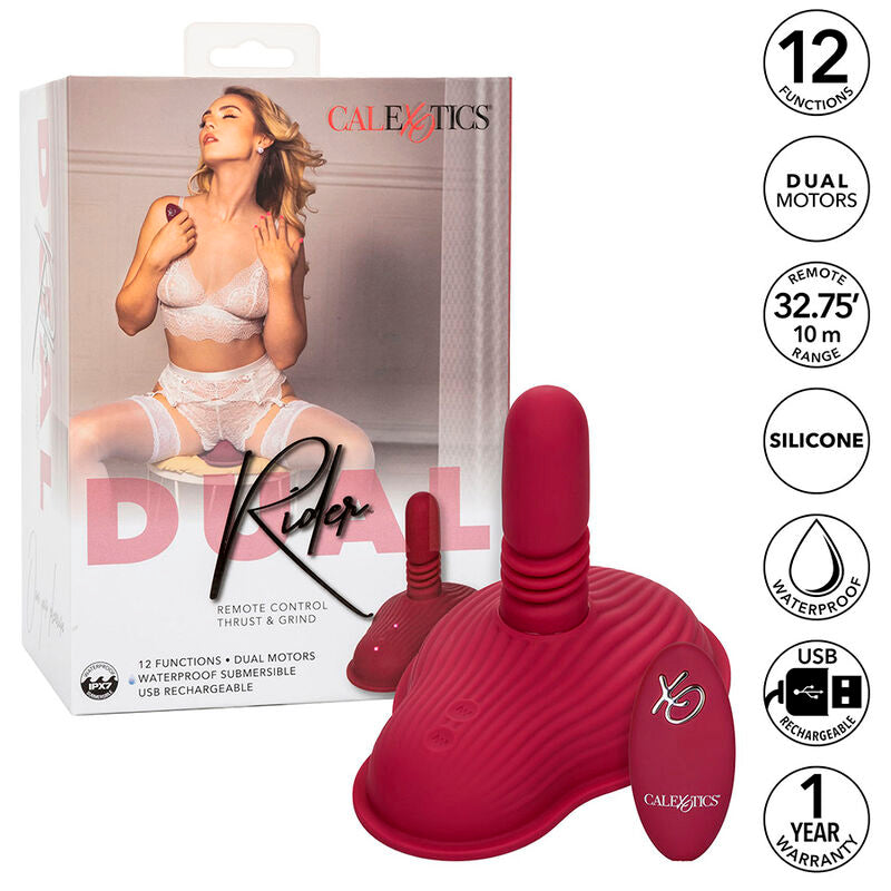 CALEXOTICS - RIDER MASSAGER DOUBLE MOTEUR TÉLÉCOMMANDE ROUGE - Sensualia