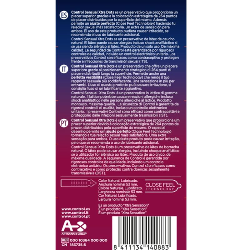 CONTROL - XTRA DOTS 12 UDS - Sensualia