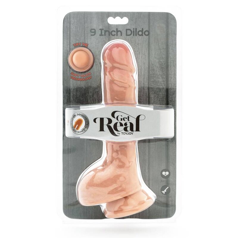 GET REAL - GODE DOUBLE DENSITÉ 25,5 CM BALLES PEAU - Sensualia