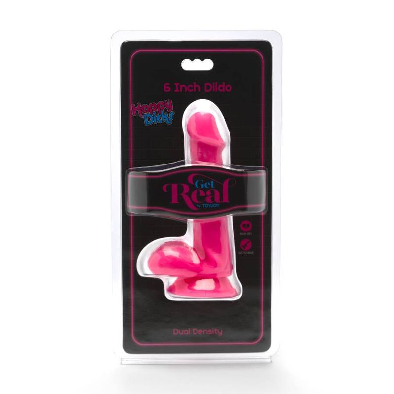 GET REAL - GODE HAPPY DICKS 12 CM BALLES ROSE - Sensualia