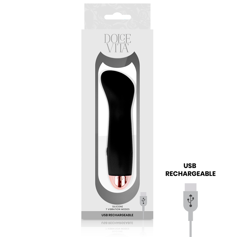 DOLCE VITA - VIBRATEUR RECHARGEABLE ONE NOIR 7 VITESSES - Sensualia