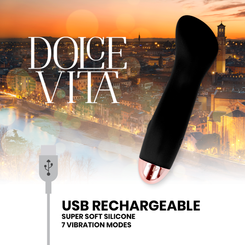 DOLCE VITA - VIBRATEUR RECHARGEABLE ONE NOIR 7 VITESSES - Sensualia