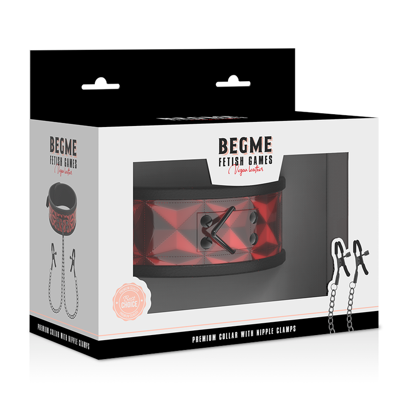 BEGME - COLLIER ÉDITION ROUGE AVEC PINCES TÉLÉMON AVEC DOUBLURE EN NÉOPRÈNE BEGME RED EDITION