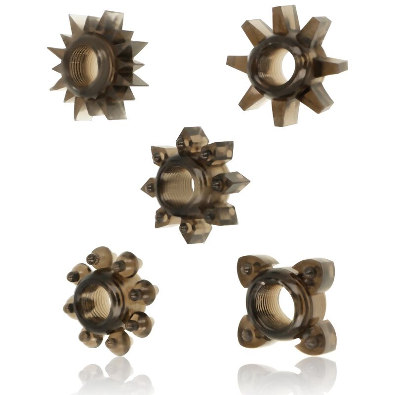 OHMAMA - LOT DE 5 ANNEAUX TESTICULES ET PÉNIS EN SILICONE OHMAMA
