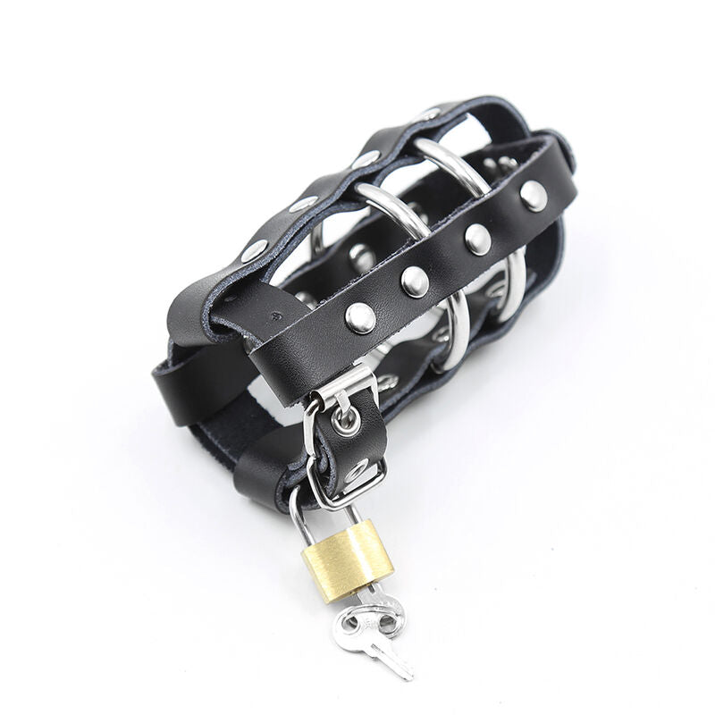 OHMAMA FETISH - ETUI EN CUIR AVEC ANNEAUX MÉTALLIQUES ET CADENAS OHMAMA FETISH