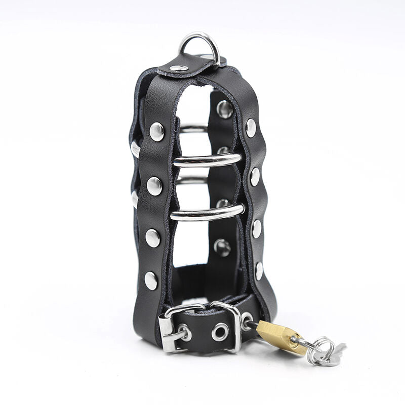OHMAMA FETISH - ETUI EN CUIR AVEC ANNEAUX MÉTALLIQUES ET CADENAS OHMAMA FETISH