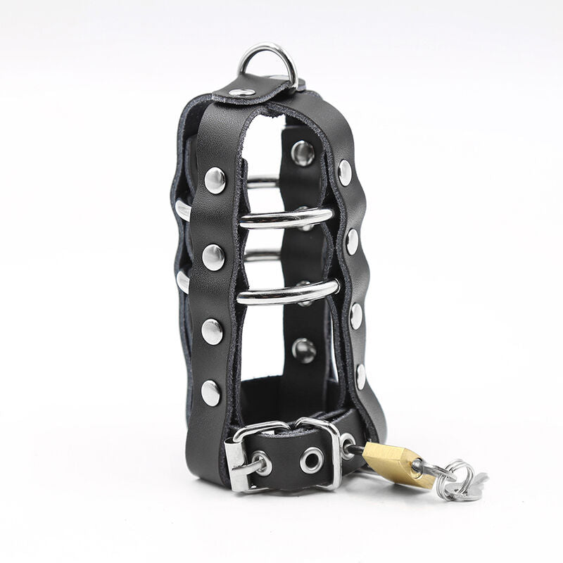 OHMAMA FETISH - ETUI EN CUIR AVEC ANNEAUX MÉTALLIQUES ET CADENAS OHMAMA FETISH