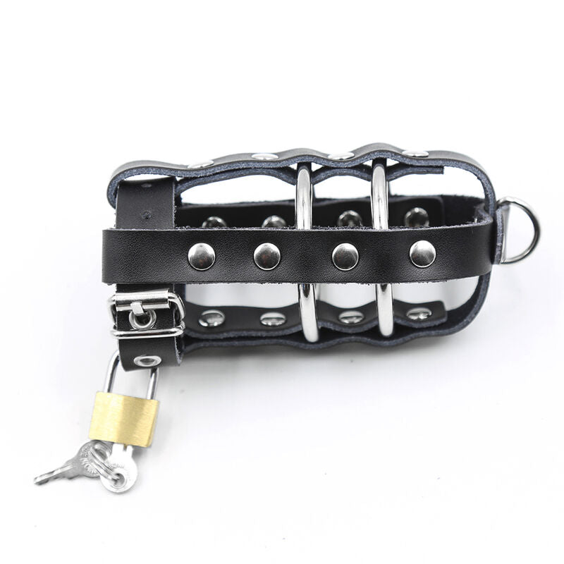 OHMAMA FETISH - ETUI EN CUIR AVEC ANNEAUX MÉTALLIQUES ET CADENAS OHMAMA FETISH