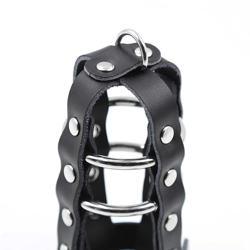OHMAMA FETISH - ETUI EN CUIR AVEC ANNEAUX MÉTALLIQUES ET CADENAS OHMAMA FETISH