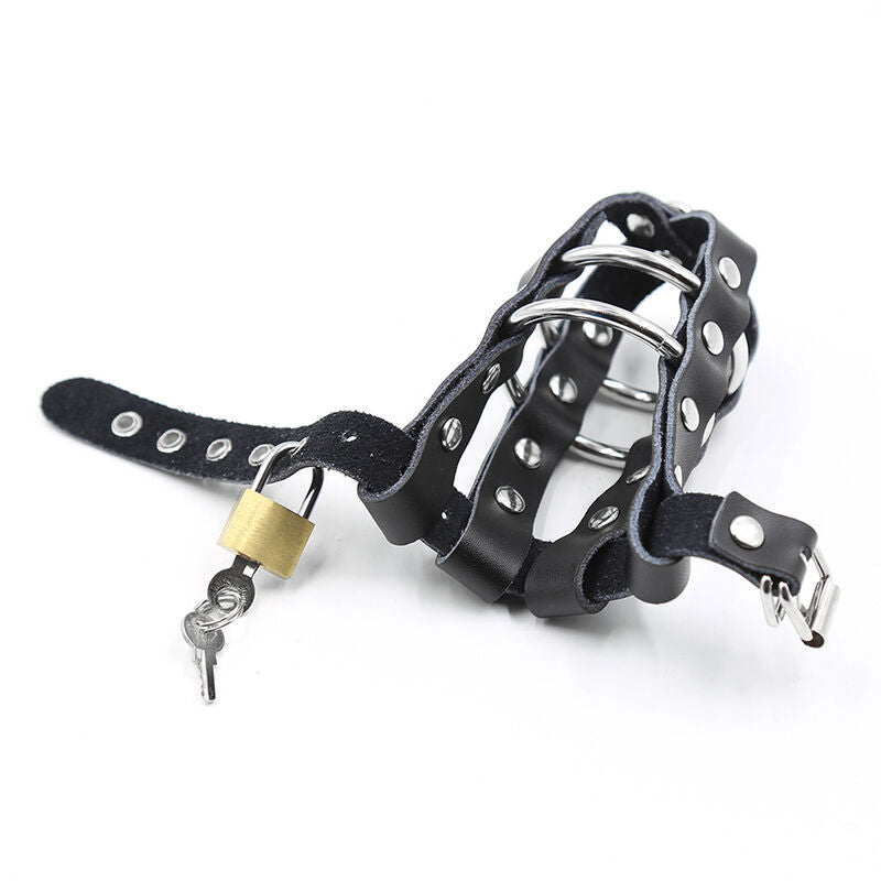 OHMAMA FETISH - ETUI EN CUIR AVEC ANNEAUX MÉTALLIQUES ET CADENAS OHMAMA FETISH