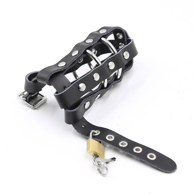 OHMAMA FETISH - ETUI EN CUIR AVEC ANNEAUX MÉTALLIQUES ET CADENAS OHMAMA FETISH