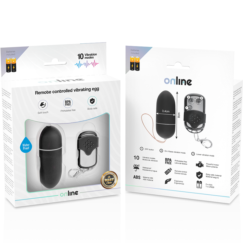 ONLINE - OEUF VIBRANT TÉLÉCOMMANDE L NOIR - Sensualia