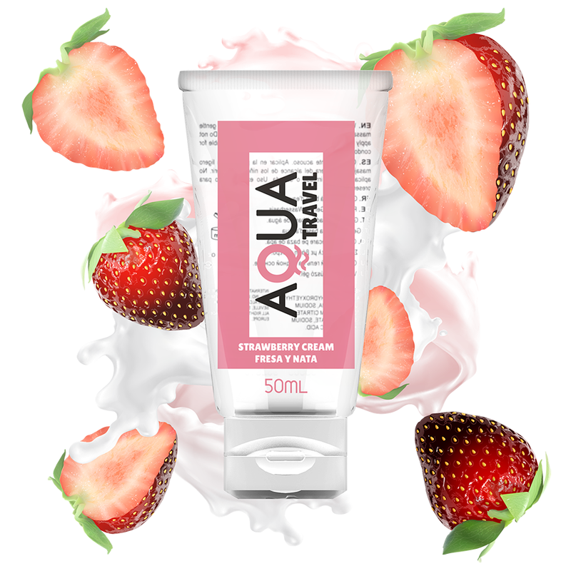 AQUA TRAVEL - LUBRIFIANT À BASE D''EAU SAVEUR CRÈME DE FRAISE - 50 ML - Sensualia