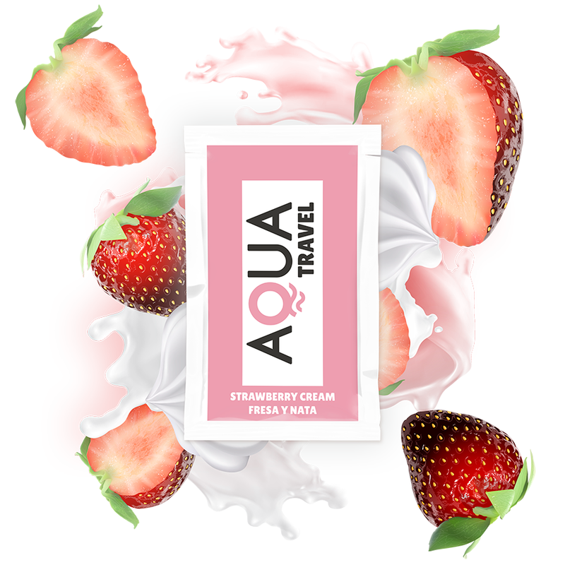 AQUA TRAVEL - LUBRIFIANT À BASE D'EAU SAVEUR CRÈME DE FRAISE 6 ML - Sensualia