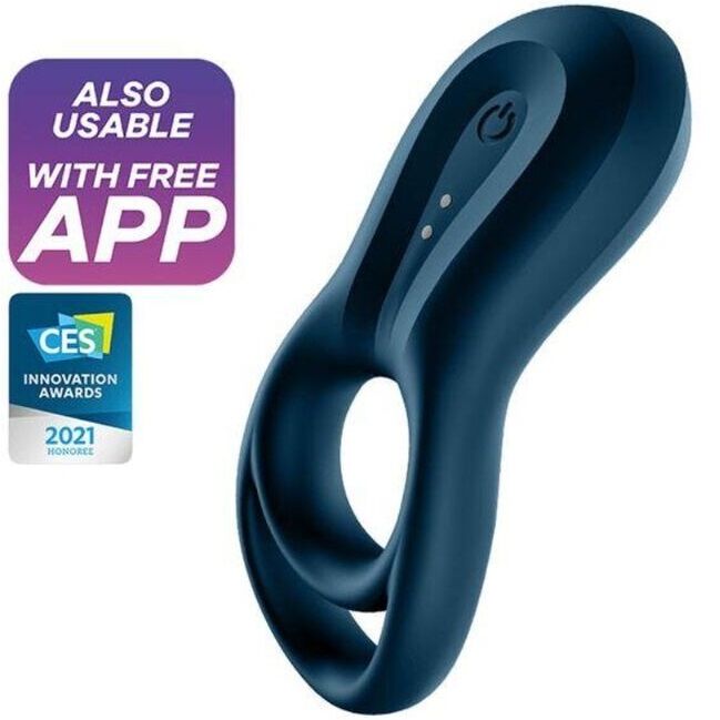 SATISFYER - APPLICATION EPIC DUO RING VIBRATOR BLEU - Sensualia