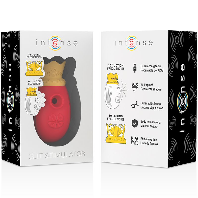 INTENSE - STIMULATEUR CLIT 10 FRÉQUENCES DE LÉCHAGE ET DASPIRATION - ROUGE INTENSE FUN