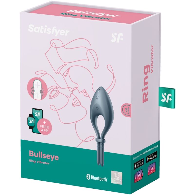SATISFYER - APPLICATION BULLSEYE RING VIBRATOR GRIS - Sensualia