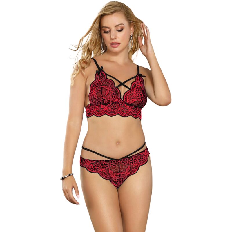 SUBBLIME - SET ENSEMBLE DEUX PIÈCES TOP ET CULOTTE EN DENTELLE S/M - Sensualia