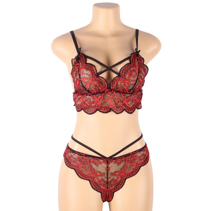 SUBBLIME - SET ENSEMBLE DEUX PIÈCES TOP ET CULOTTE EN DENTELLE S/M - Sensualia
