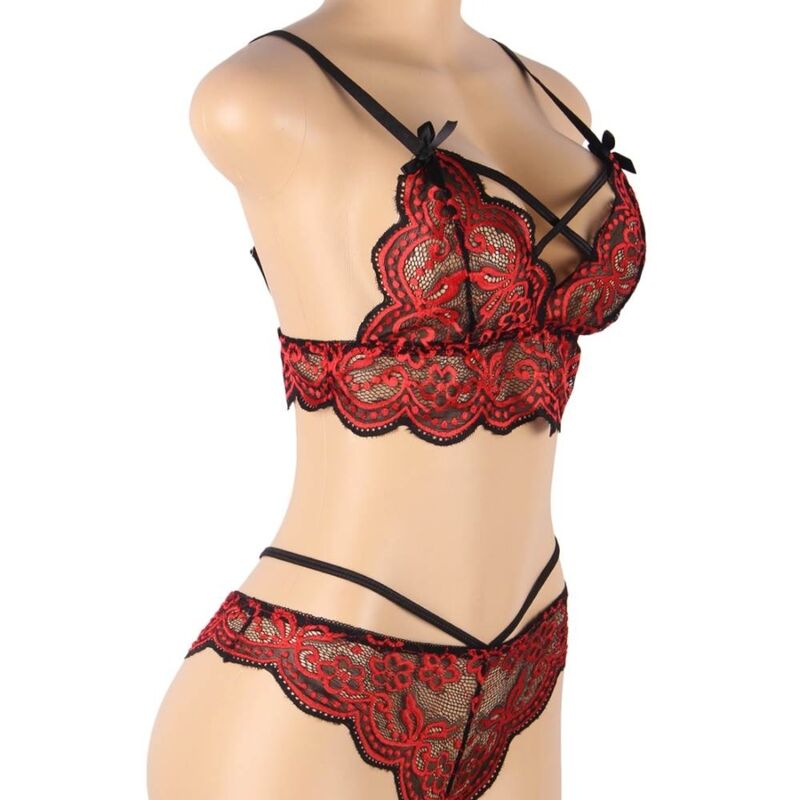 SUBBLIME - SET ENSEMBLE DEUX PIÈCES TOP ET CULOTTE EN DENTELLE S/M - Sensualia