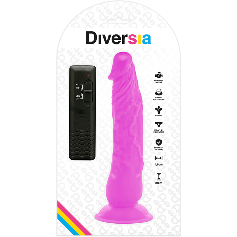 DIVERSIA - DILDO VIBRANT FLEXIBLE VIOLET 21 CM -O- 4.9 CM - Sensualia