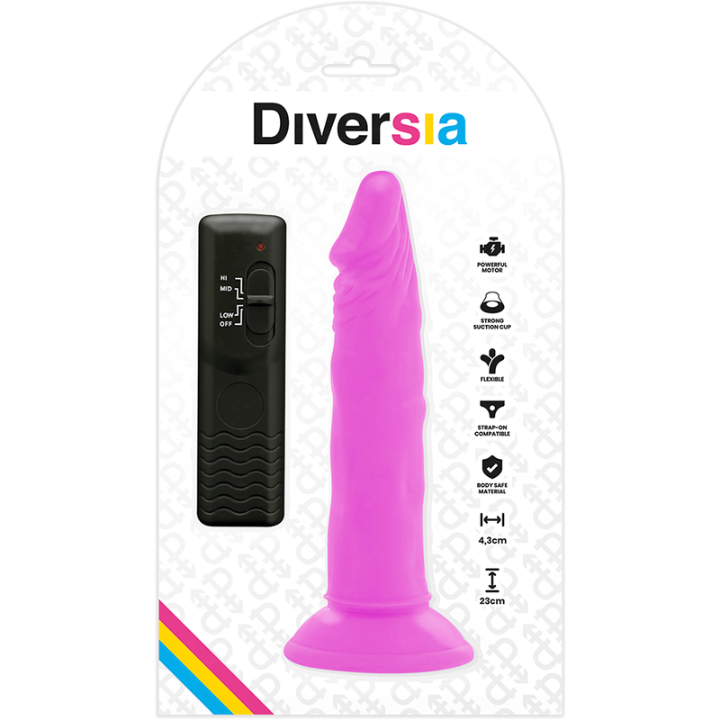 DIVERSIA - DILDO VIBRANT FLEXIBLE VIOLET 23 CM -O- 4.3 CM - Sensualia