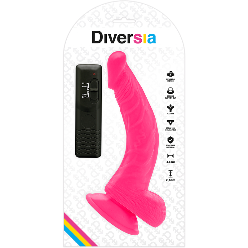 DIVERSIA - DILDO VIBRANT FLEXIBLE ROSE 21.5 CM -O- 4.5 CM - Sensualia