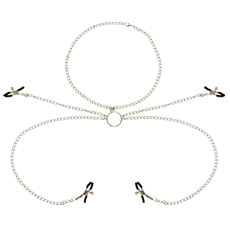 OHMAMA FETISH 4 PINCES À TÉTONS AVEC COLLIER CHAÎNE - Sensualia