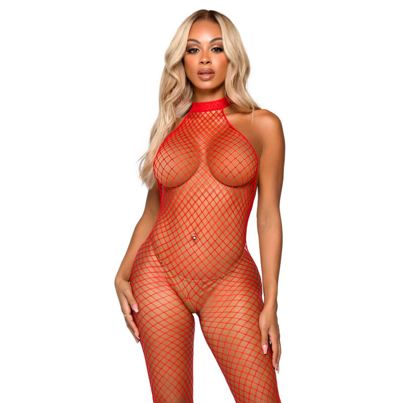 LEG AVENUE - LE FRIVOLE BODYSTOCKING - CUELLO RACER TALLA UNICA ROJO - Sensualia