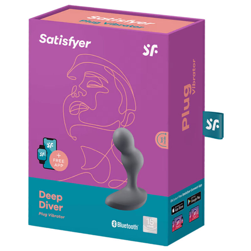 SATISFYER - APPLICATION DE PLUG VIBRANT DEEP DIVER GRIS - Sensualia