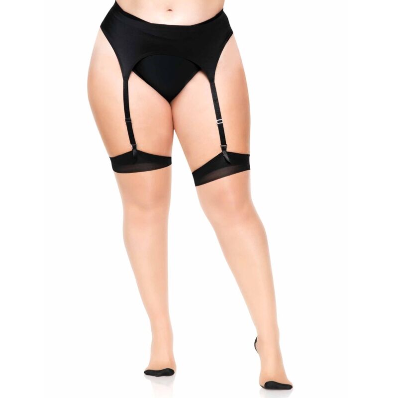 LEG AVENUE - PLUS LYCRA SHEER 2 TONS CUISSES HAUTES AVEC COUTURE ARRIÈRE ET TALON CUBAIN - Sensualia