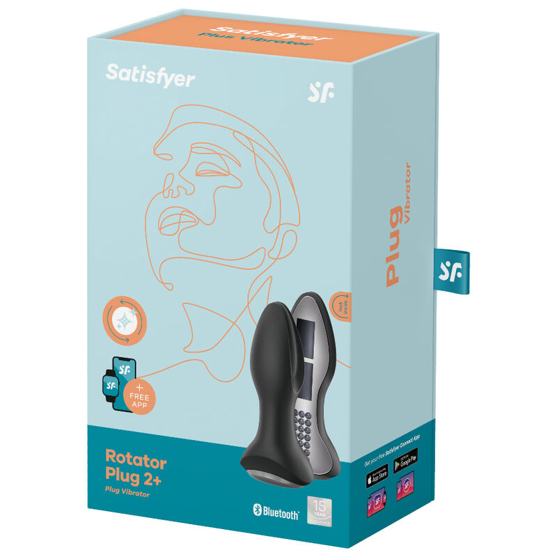 SATISFYER - ROTATOR PLUG 2+ PLUG VIBRADOR APP NEGRO - Sensualia