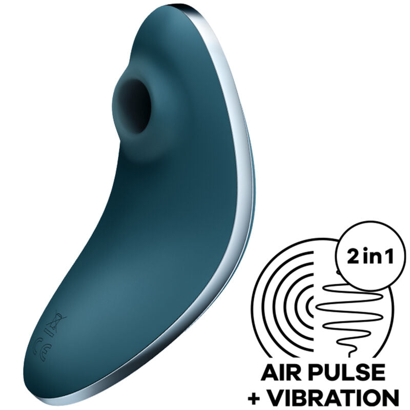 SATISFYER - VULVA LOVER 1 ESTIMULADOR Y VIBRADOR AZUL - Sensualia