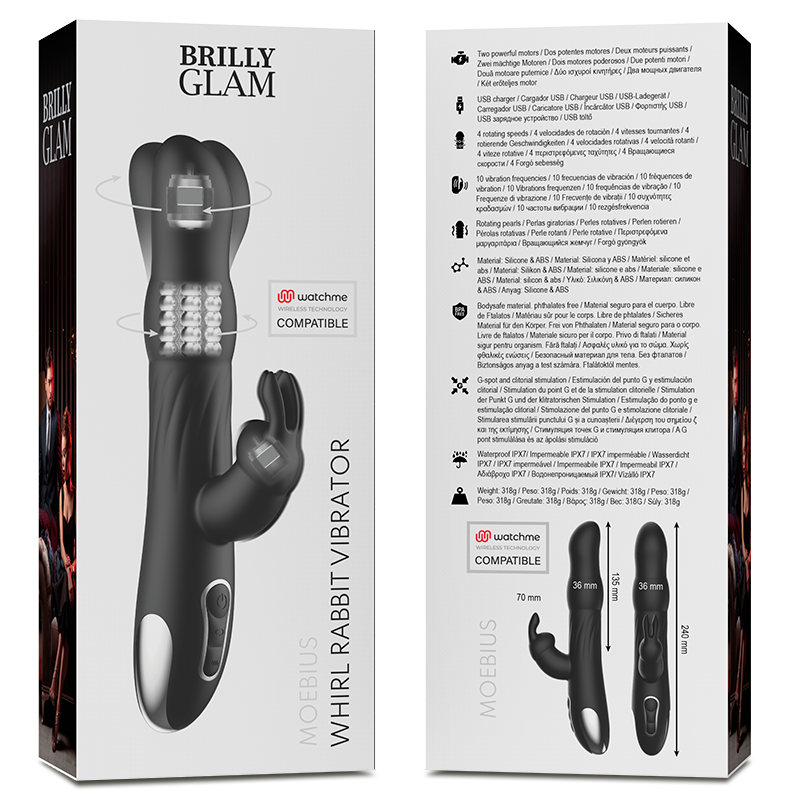VIBRATEUR ET ROTATEUR BRILLY GLAM MOEBIUS RABBIT COMPATIBLE AVEC LA TECHNOLOGIE SANS FIL WATCHME - Sensualia