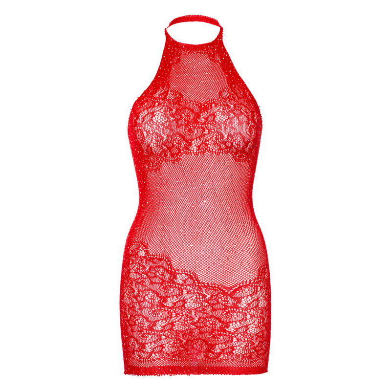 LEG AVENUE - MINI VESTIDO CON PEDRERÍA TALLA ÚNICA - BLANCO - Sensualia