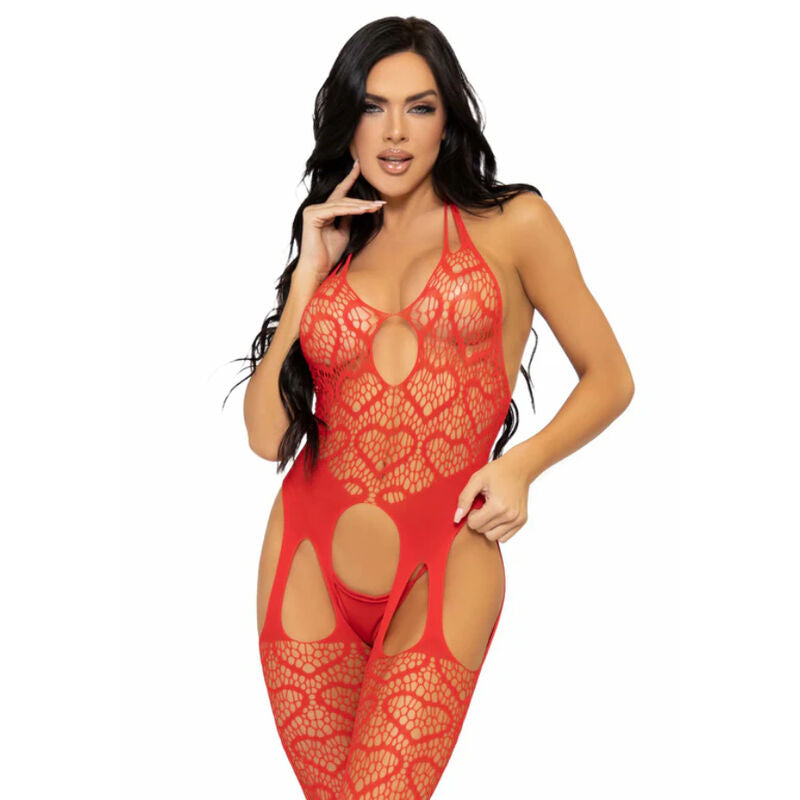 LEG AVENUE - BODYSTOCKING DE RED CON TIRANTES TALLA ÚNICA - NEGRO - Sensualia