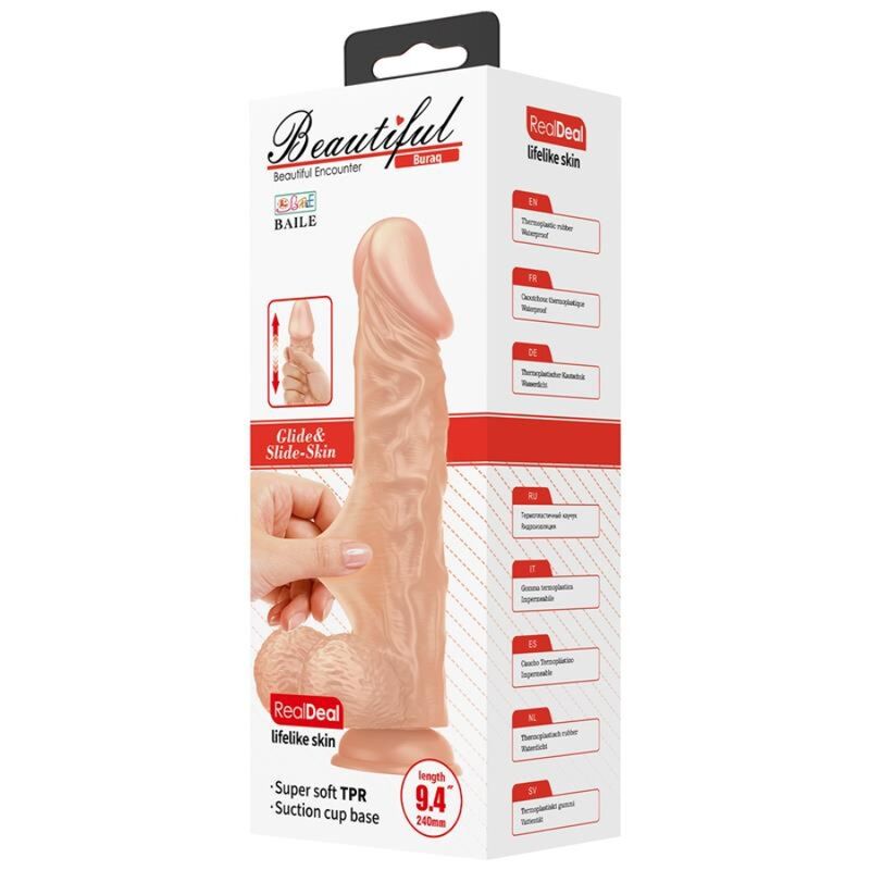 BAILE - BELLE RENCONTRE BURAQ GODE RÉALISTE FLEXIBLE 24 CM NATUREL - Sensualia
