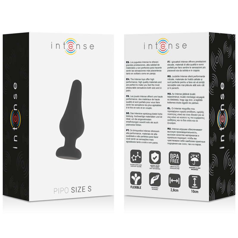INTENSE - PLUG ANAL PIPO S SILICONE NOIR 9,8 CM - Sensualia