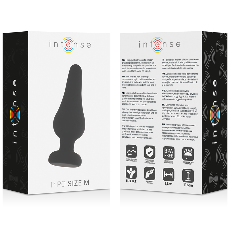 INTENSE - PLUG ANAL PIPO M SILICONE NOIR 11 CM - Sensualia