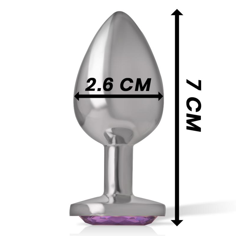 INTENSE - PLUG ANAL EN MÉTAL ALUMINIUM AVEC CRISTAL VIOLET TAILLE S - Sensualia