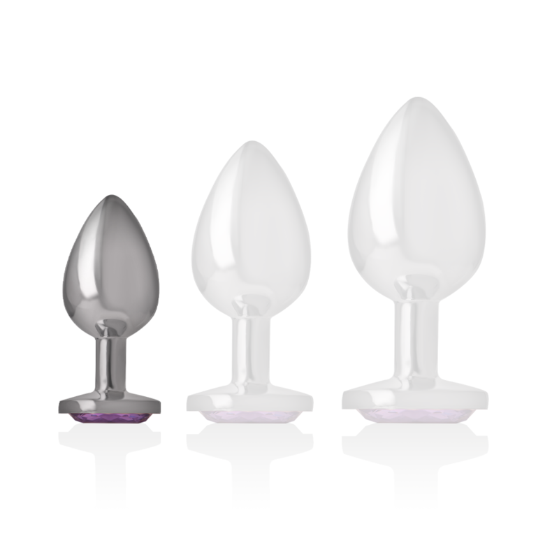 INTENSE - PLUG ANAL EN MÉTAL ALUMINIUM AVEC CRISTAL VIOLET TAILLE S - Sensualia