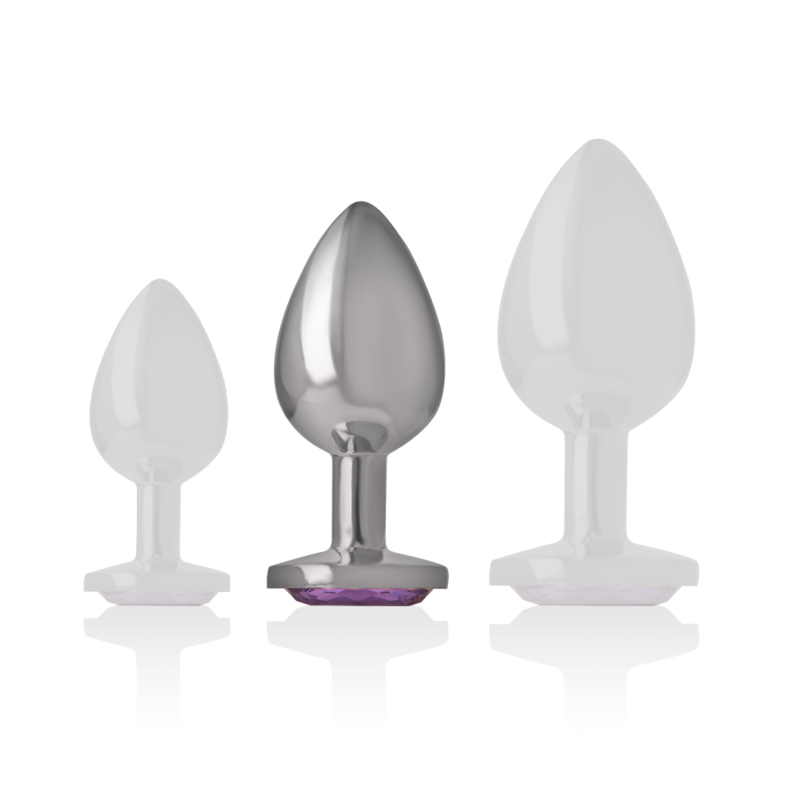 INTENSE - PLUG ANAL EN MÉTAL ALUMINIUM AVEC CRISTAL VIOLET TAILLE M - Sensualia