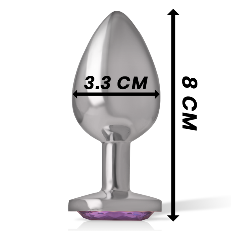 INTENSE - PLUG ANAL EN MÉTAL ALUMINIUM AVEC CRISTAL VIOLET TAILLE M - Sensualia