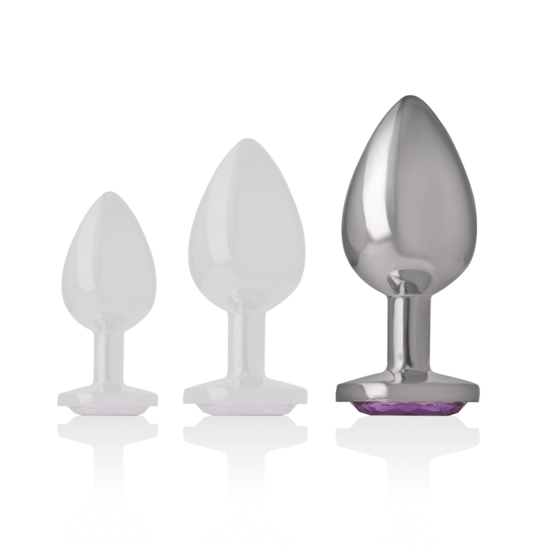 INTENSE - PLUG ANAL EN MÉTAL ALUMINIUM AVEC CRISTAL VIOLET TAILLE L - Sensualia